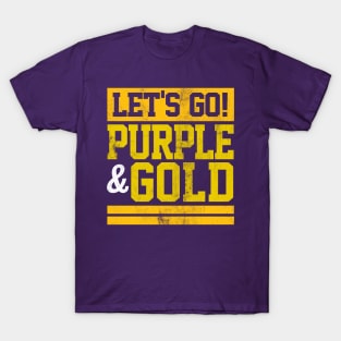 Let's Go Purple & Gold Team Favorite Colors Vintage Game Day T-Shirt